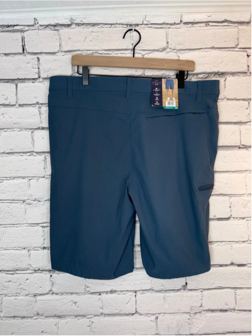 Men's Weatherproof Vintage Flat Front Shorts size 38 Blue Hiking Cargo Shorts
